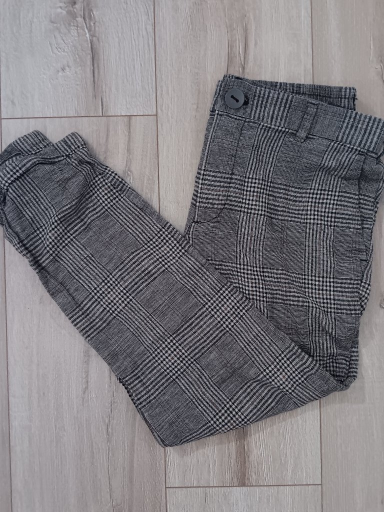 H&M Mens Skinny Fit Dress Pants Trousers Brown Plaid Size 30 Linen Blend